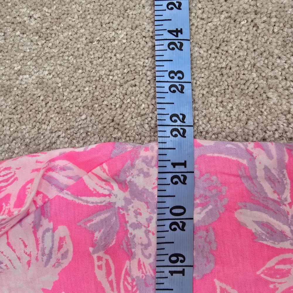 Lilly Pulitzer Golda Top Rousseau Pink Zen Garden Floral Ruffle Top Large NWT - Picture 4 of 9